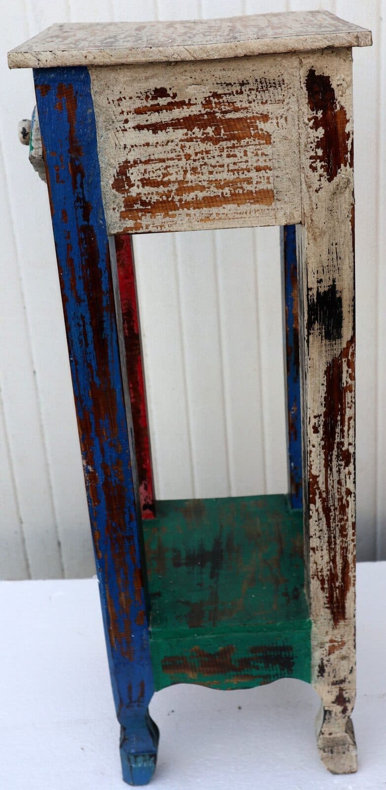 Alzata comodino in legno multicolor  con cassetto cm 30x30x80h - 6