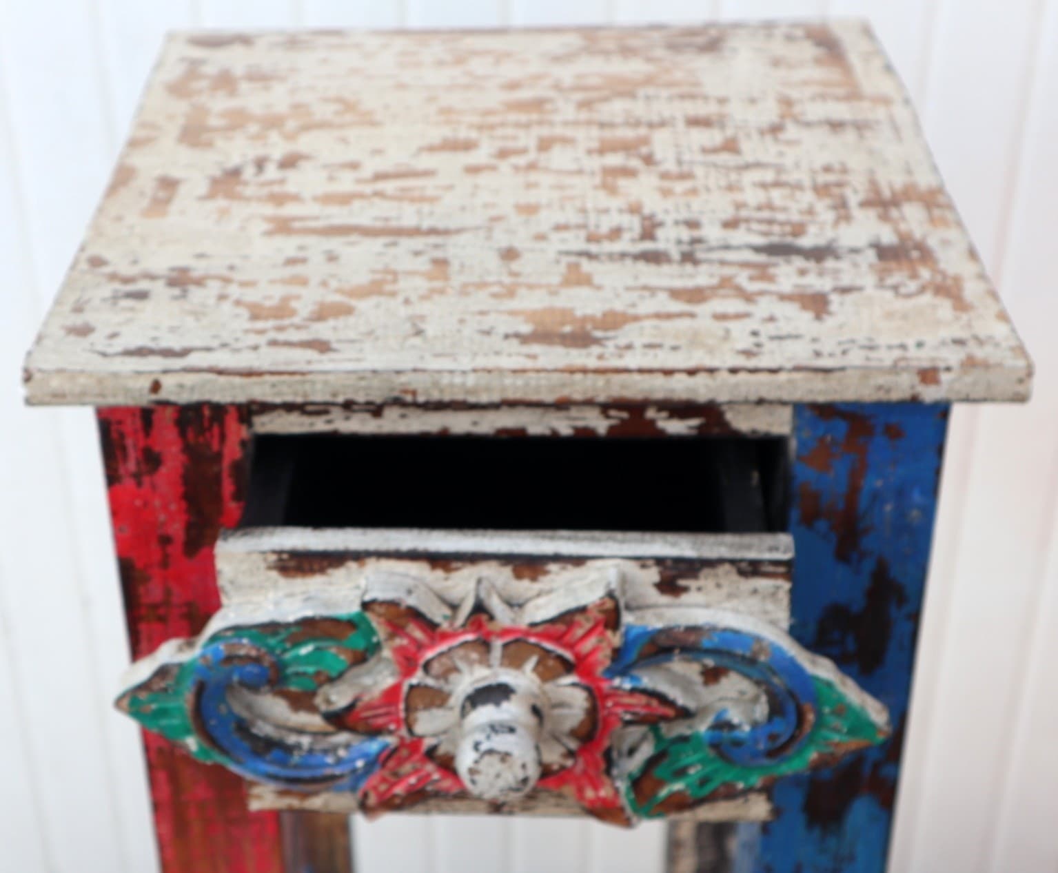 Alzata comodino in legno multicolor  con cassetto cm 30x30x80h - 7