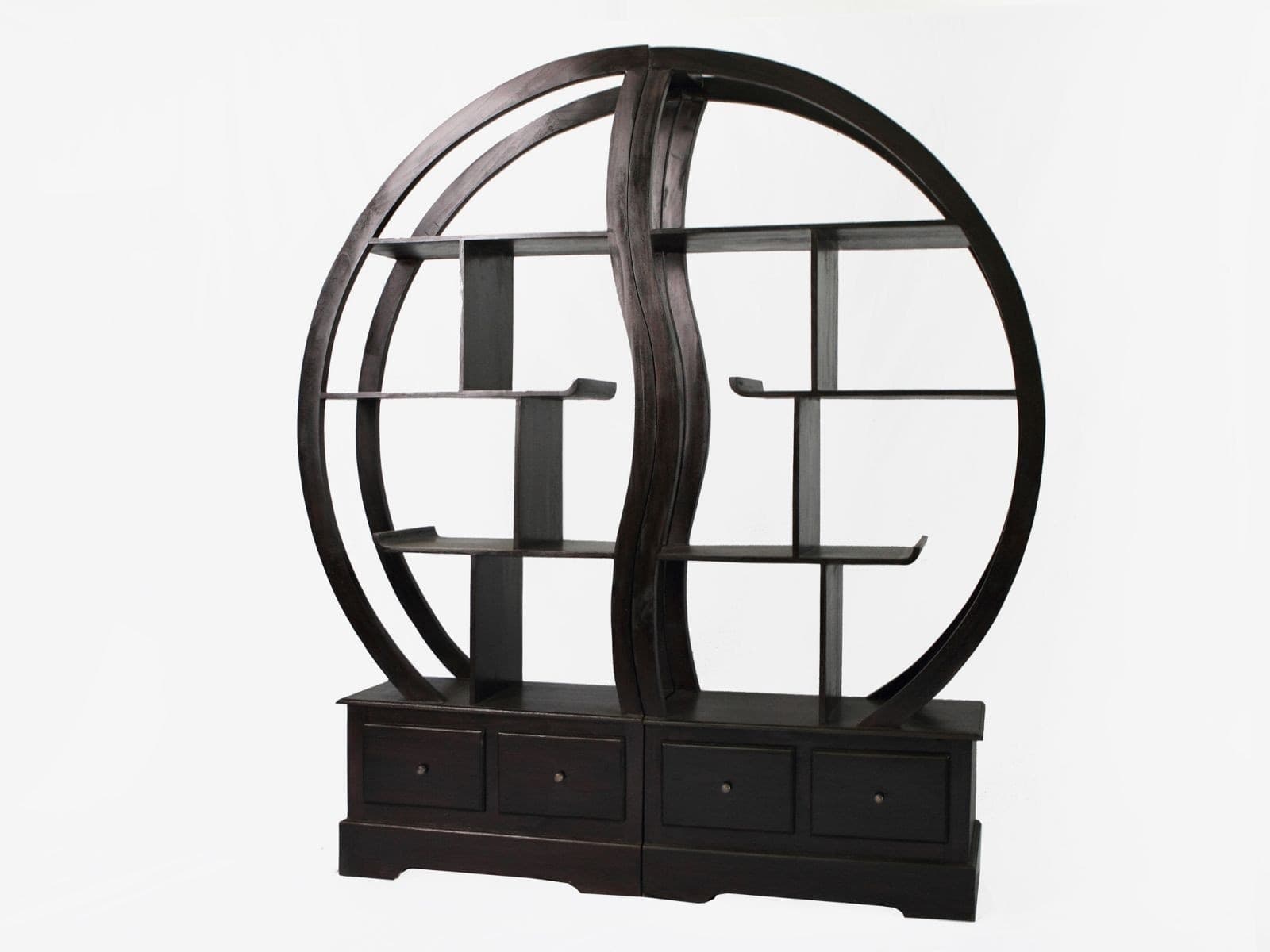 Libreria in  teak con 4 cassetti nera componibile in 2 pezzi cm160x30x160 h - 2