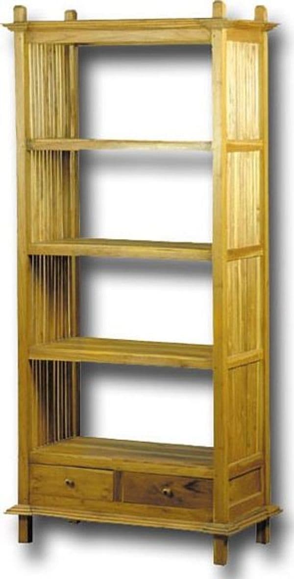 Libreria in  teak color naturale con stecche nei fianchi cm 85x55x190 h - 2