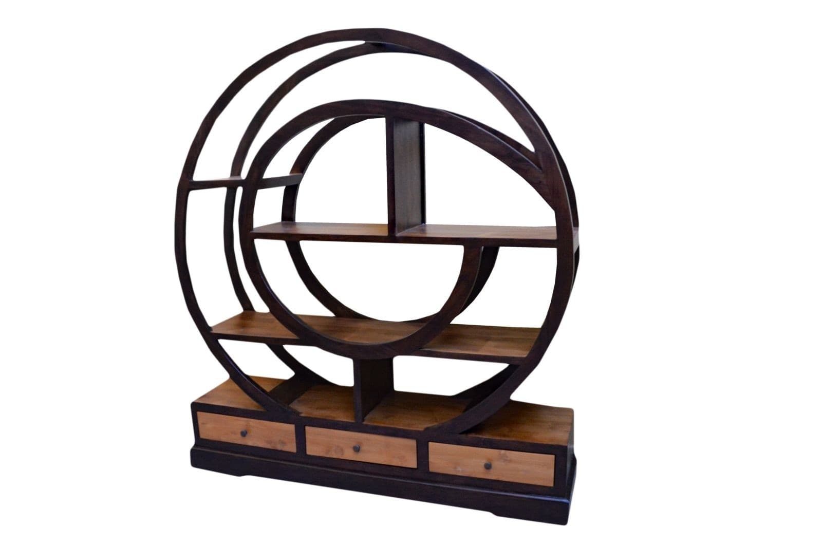 Libreria in  teak con 3 cassetti bicolor a spirale cm 155x38x170 h - 3