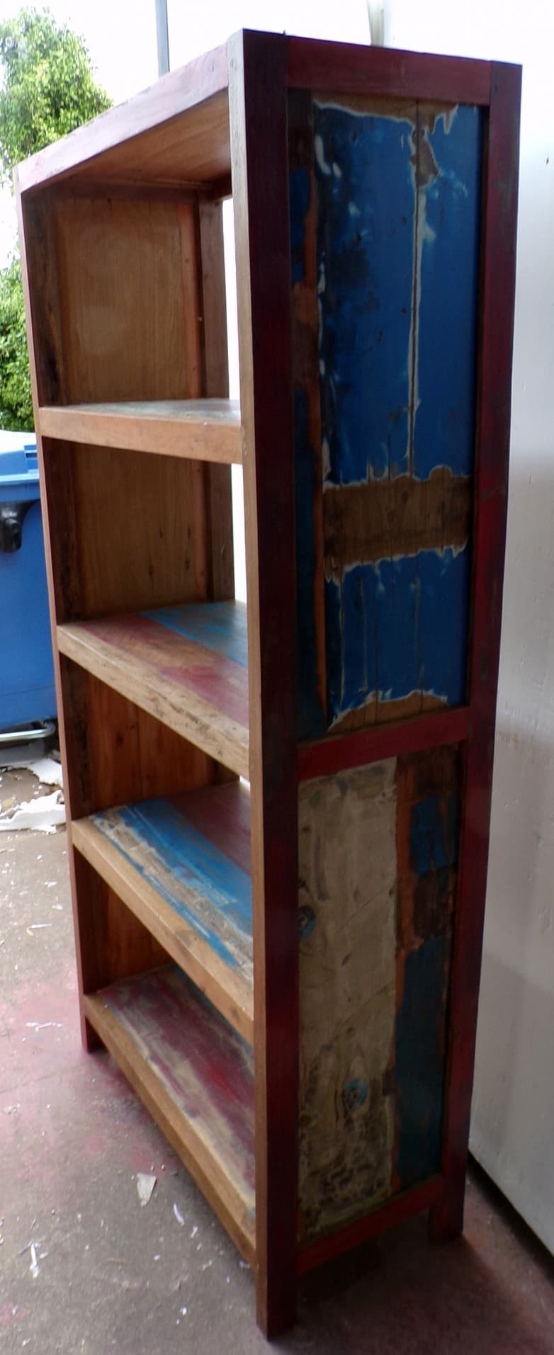 Libreria in teak legno riciclato da imbarcazioni industrial cm 80x40x180h - 4