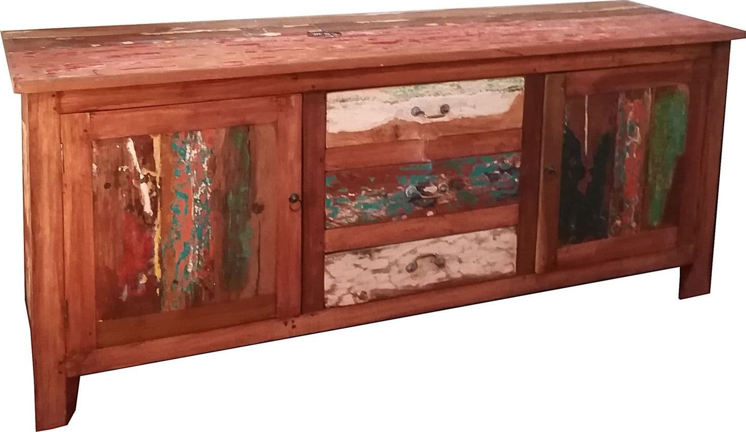 CREDENZA INDUSTRIAL CON LEGNO RICICLATO COLORATO CM H75X180X45 - 4