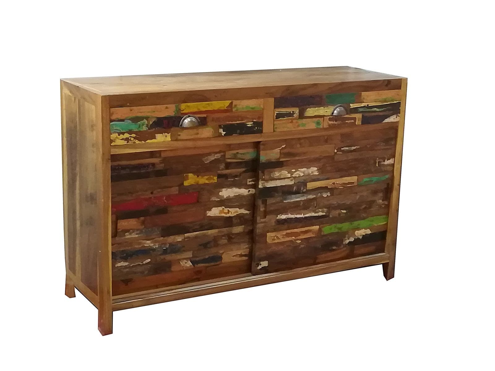 CREDENZA INDUSTRIAL LEGNO RICICLATO COLORATO CON SPORTELLI CM H80X120X40 - 4