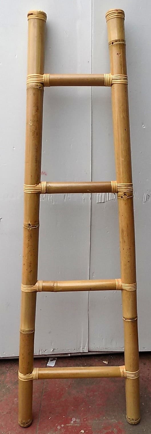 Scala in bamboo cm 50/33x161 etnico porta asciugamani bagno color naturale bambù - 4