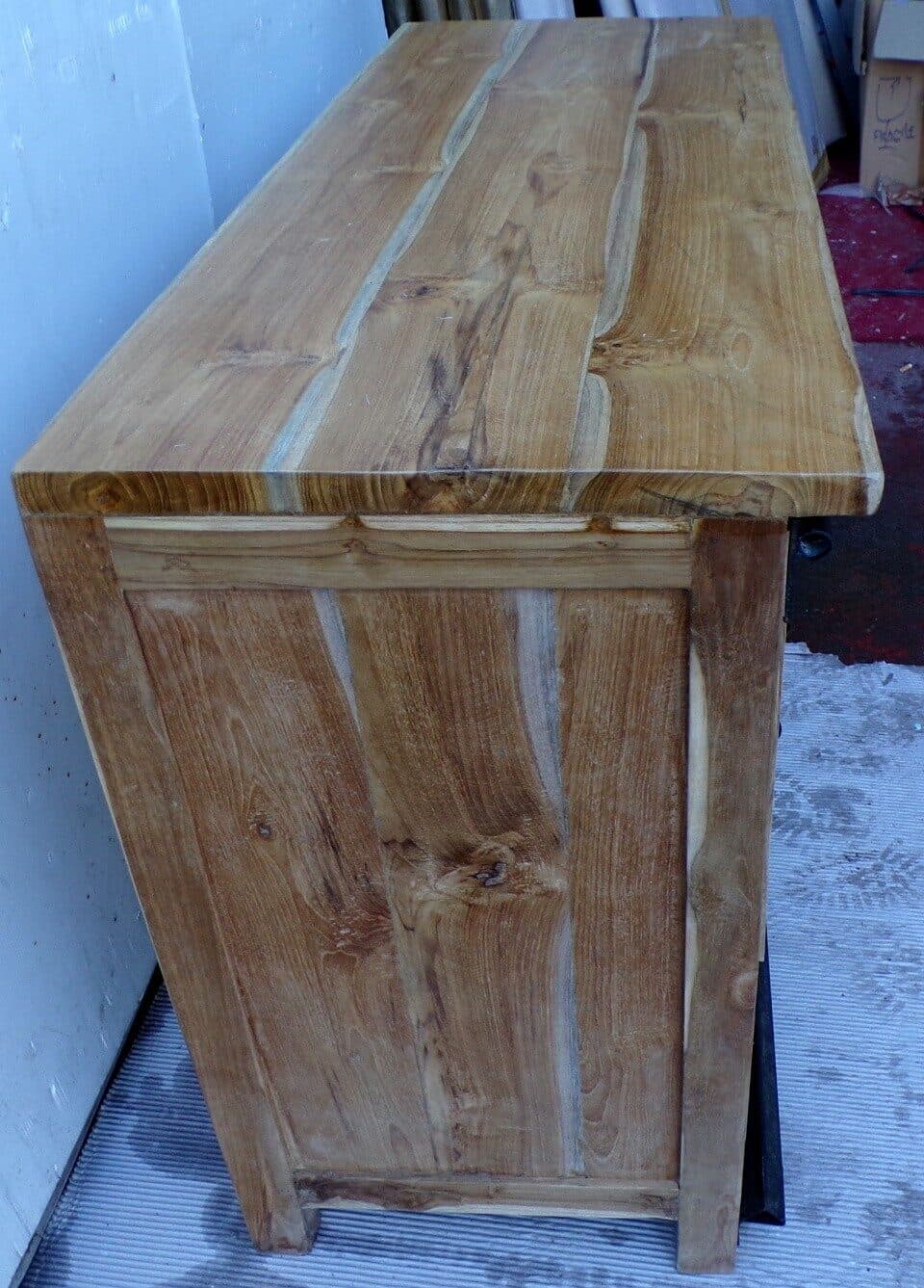 Mobile bagno o porta TV in Teak massello cm 120x45x75h con metallo ante scorrevoli industrial - 8