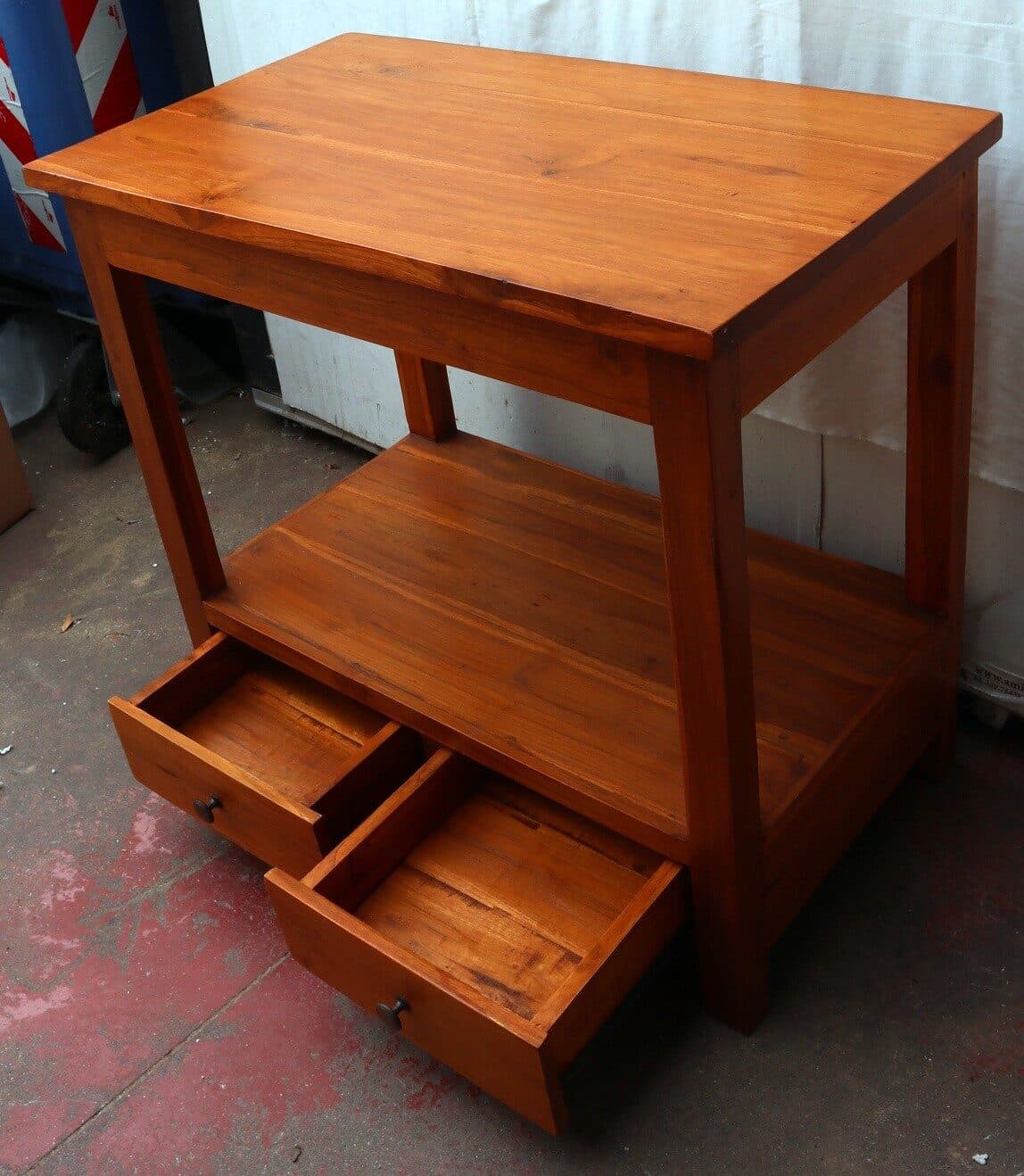 Mobile bagno in Teak massello naturale cm 80x45x75h con se ripiano o porta Tv - 7