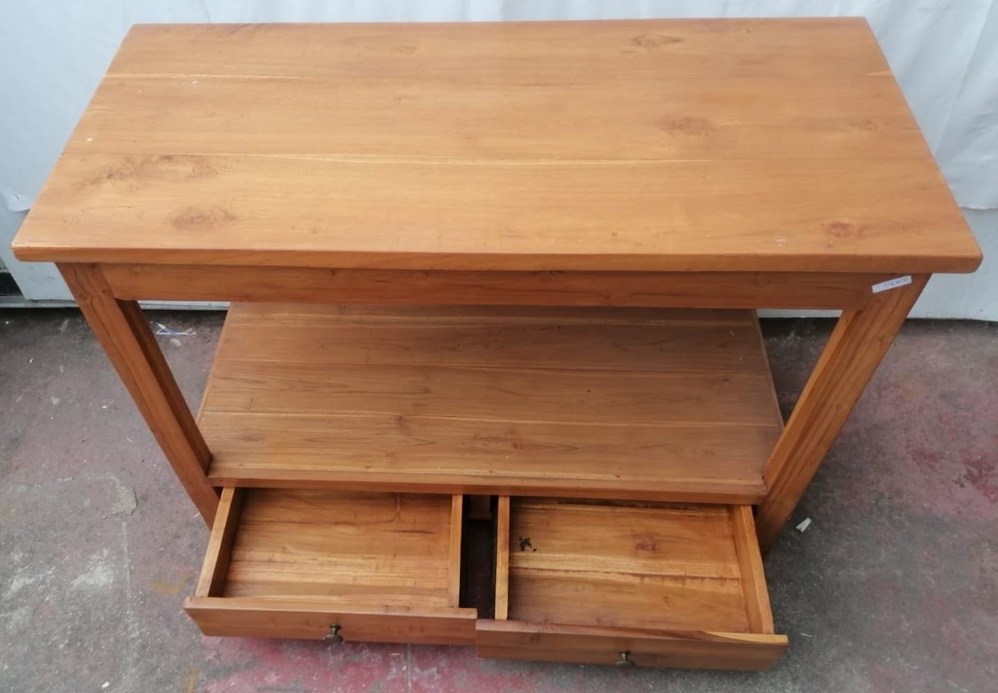 Mobile bagno in Teak massello color naturale cm 100x45x75h con cassetti e ripiano o porta Tv - 2
