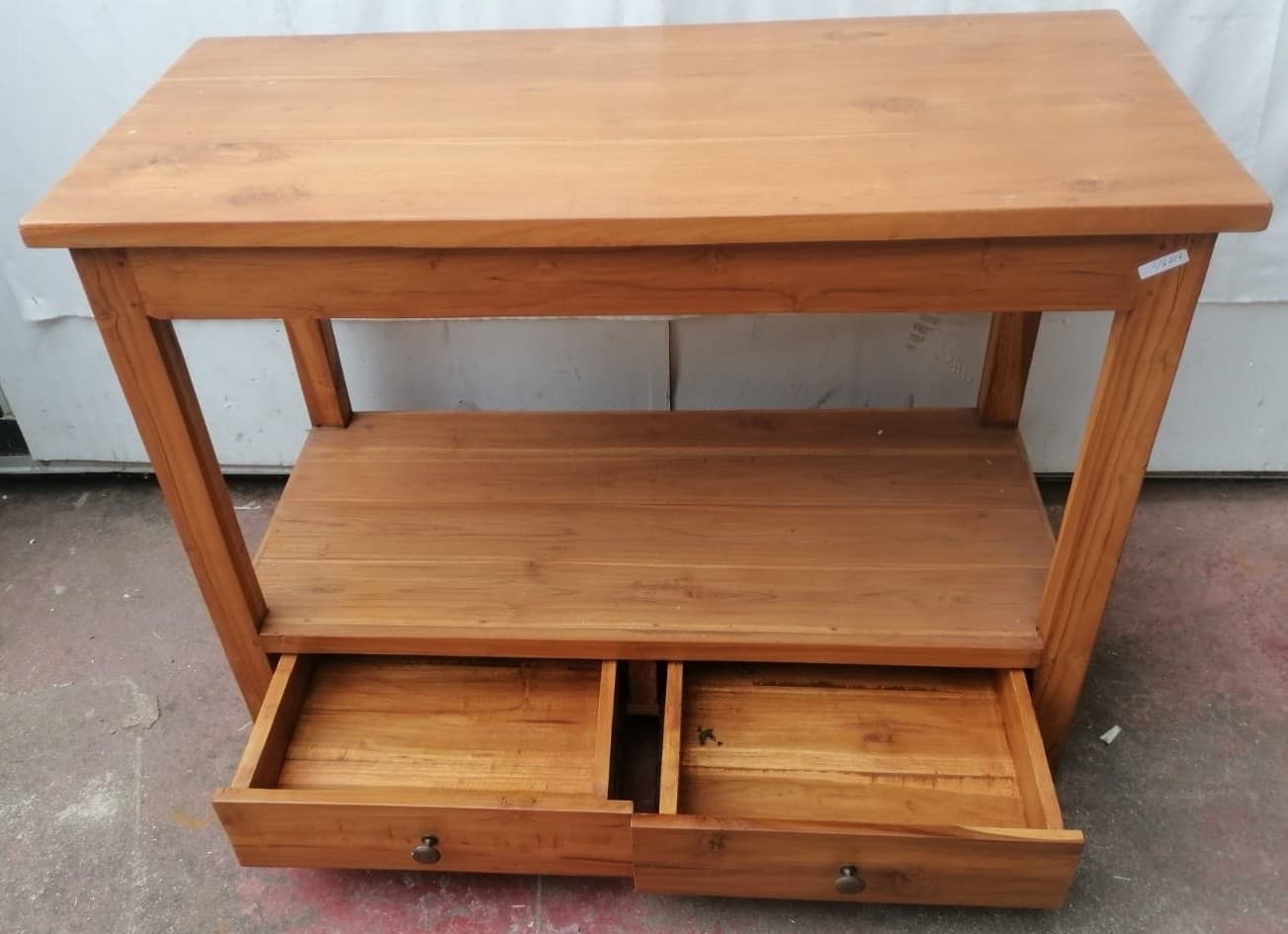 Mobile bagno in Teak massello color naturale cm 100x45x75h con cassetti e ripiano o porta Tv - 3