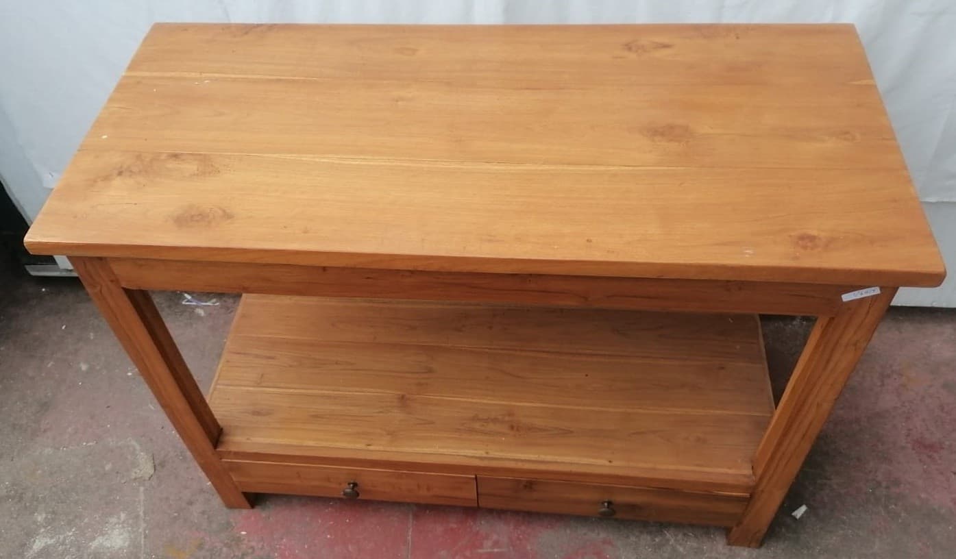 Mobile bagno in Teak massello color naturale cm 100x45x75h con cassetti e ripiano o porta Tv - 5