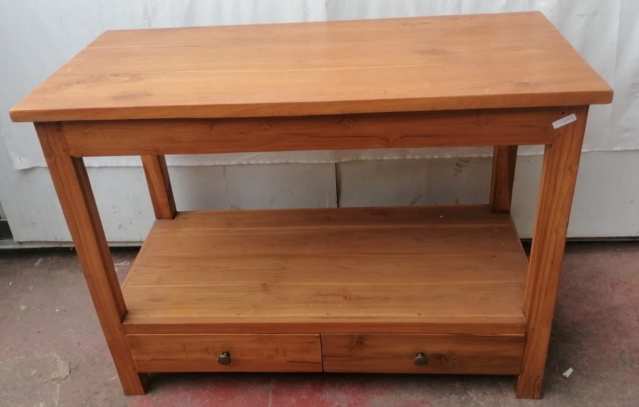 Mobile bagno in Teak massello color naturale cm 100x45x75h con cassetti e ripiano o porta Tv - 6