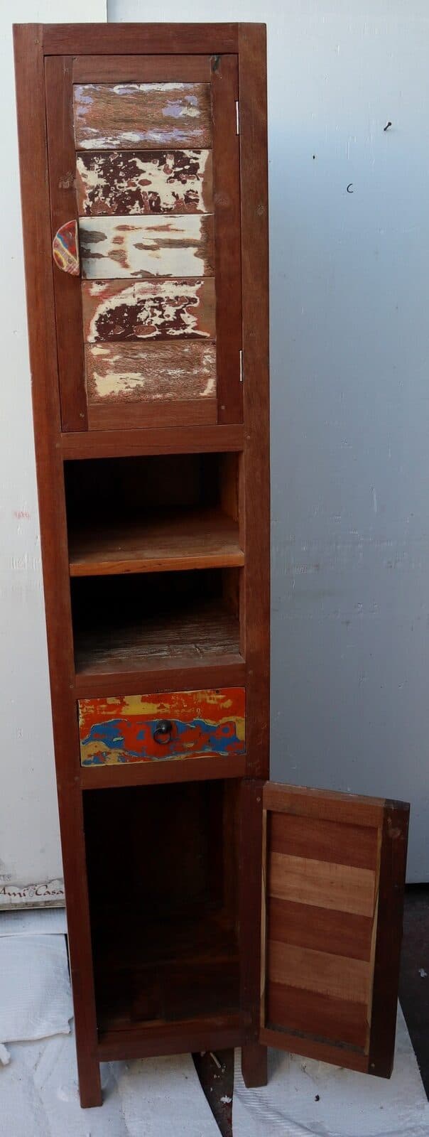 Colonna bagno in Teak massello recupero imbarcazioni cm 40x35x180h industrial dx - 5