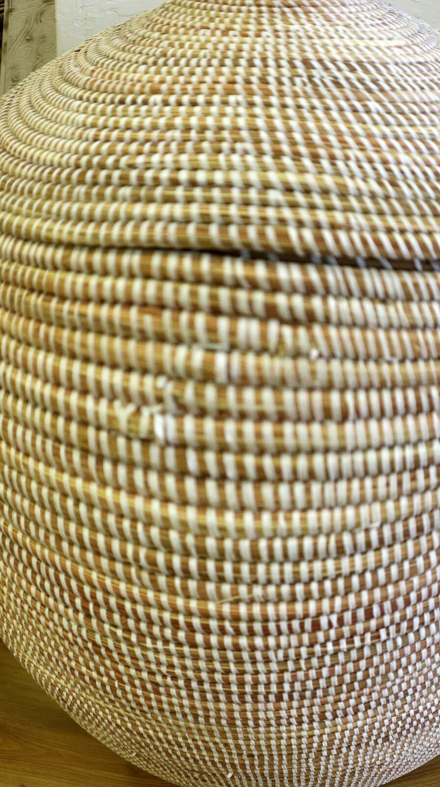 Cesto da Biancheria in Paglia Senegalese con Coperchio - Fatto a Mano cm 90x44 - 3