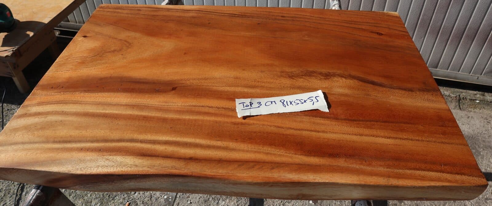Piano in legno top massello suar o noce indiano per bagno cm 81x55x5,5h tavola n. 3 - 7