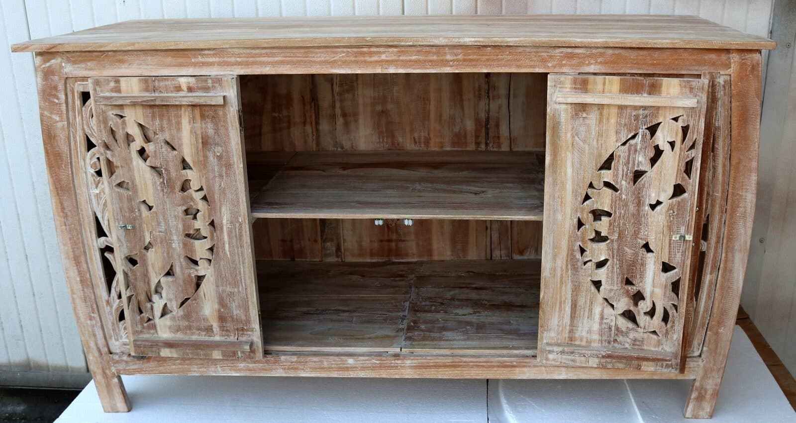 Mobile porta TV o bagno camere con ante Intarsiate  a mala da cm 140x54x80 h stondato - 9