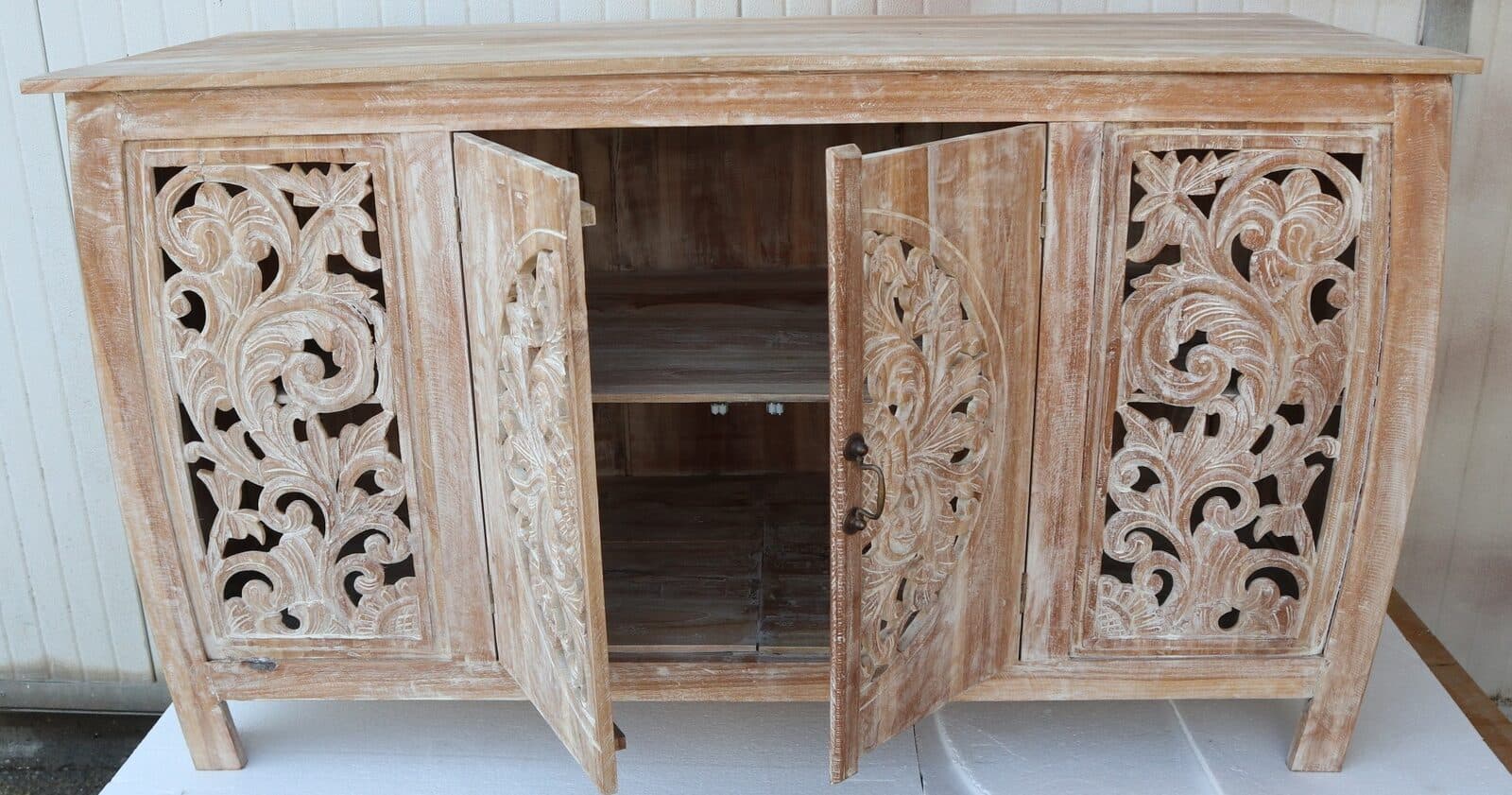 Mobile porta TV o bagno camere con ante Intarsiate  a mala da cm 140x54x80 h stondato - 10