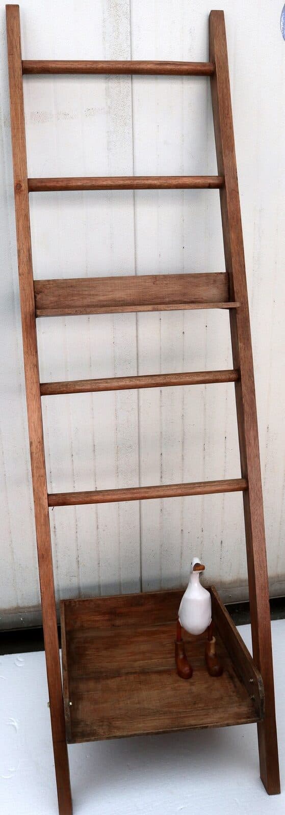 Scala contenitore in legno di teak naturale cm 50x5x180h bagno toilette - 4