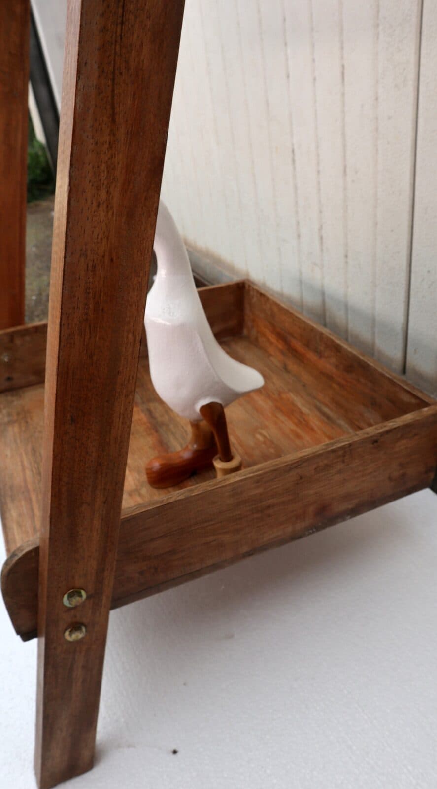 Scala contenitore in legno di teak naturale cm 50x5x180h bagno toilette - 6