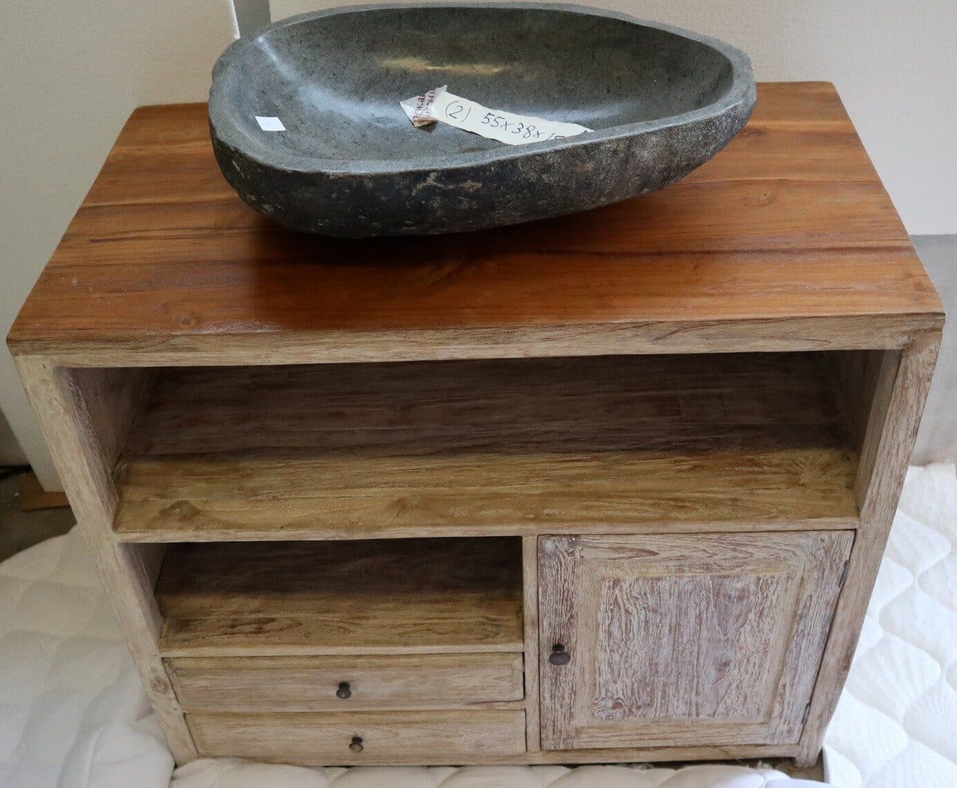 Mobile  bagno con anta e cassetti bicolor da cm 90x50x78h - 2