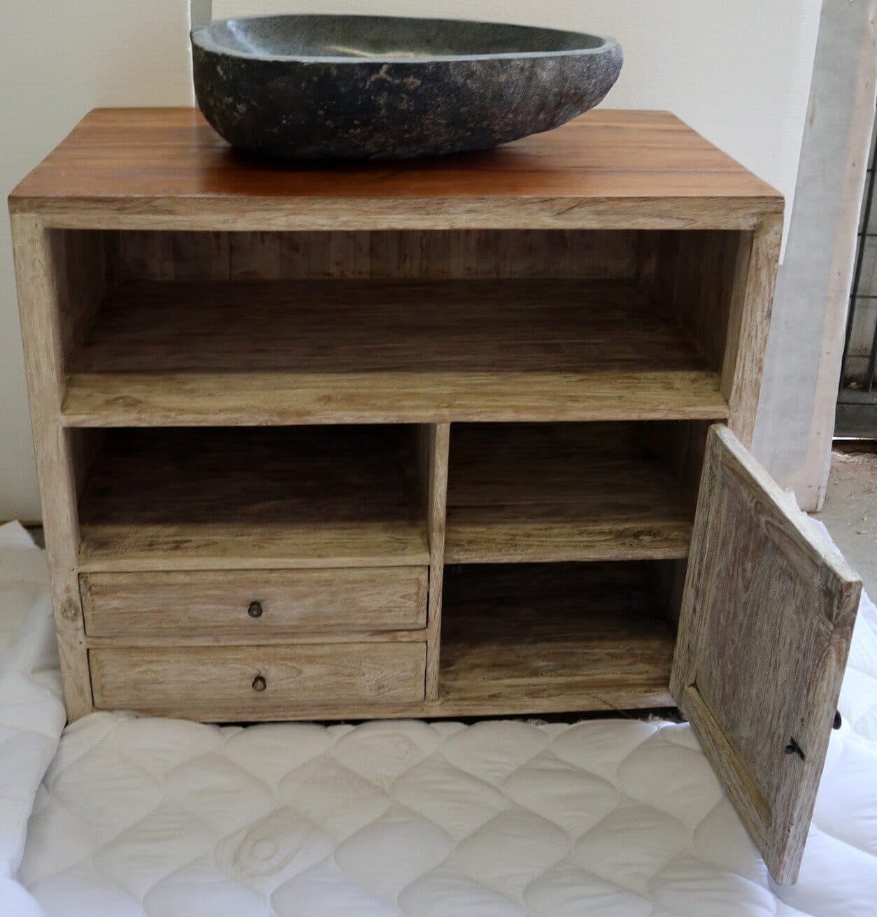 Mobile  bagno con anta e cassetti bicolor da cm 90x50x78h - 3