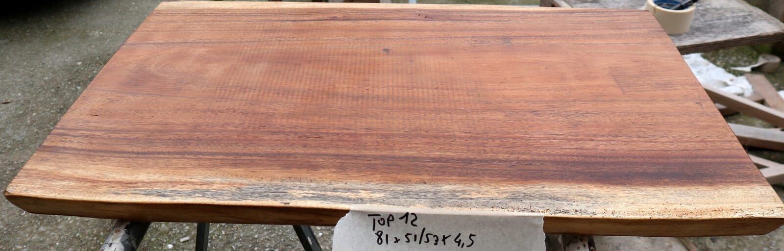 Piano in legno top massello suar o noce indiano per bagno cm 81x51/53x4,5h tavola n. 12 - 7