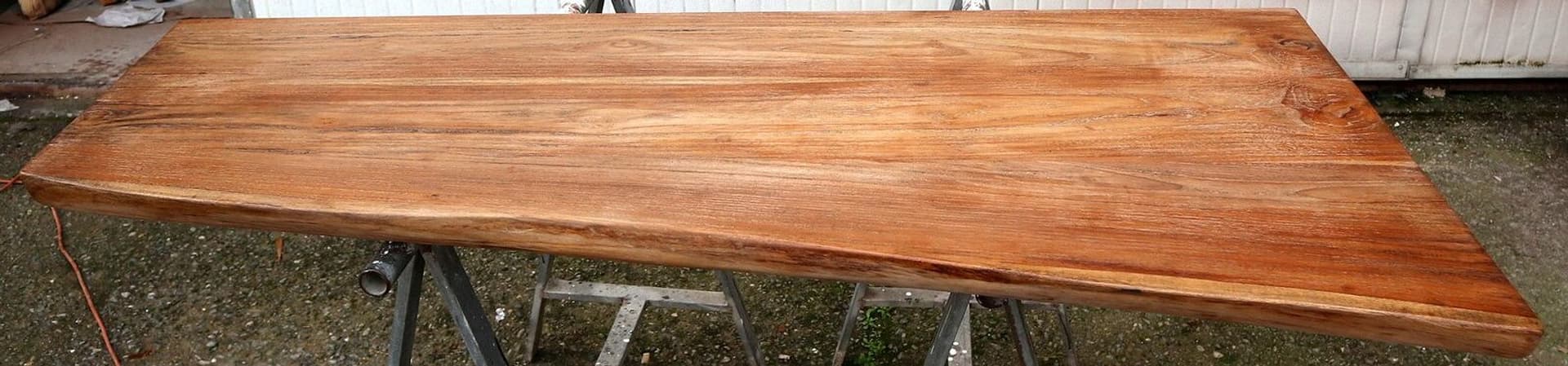 Piano in legno top massello in Teak per bagno cm 150x39/70x5,5h tavola n. 7 - 4