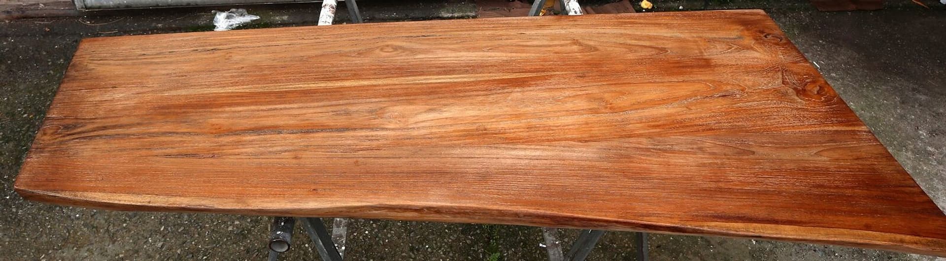 Piano in legno top massello in Teak per bagno cm 150x39/70x5,5h tavola n. 7 - 5