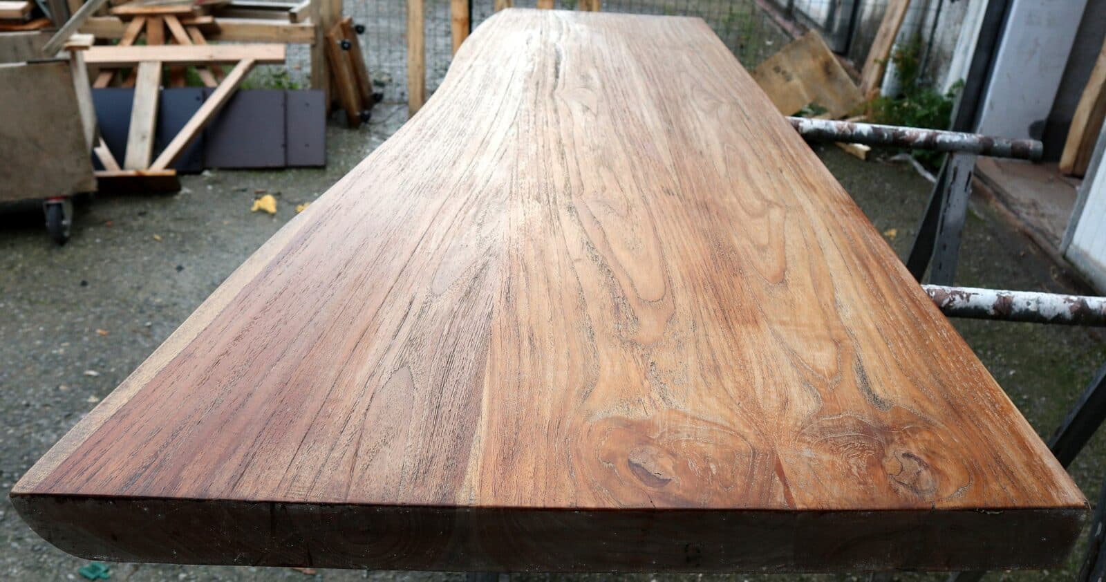 Piano in legno top massello in Teak per bagno cm 150x39/70x5,5h tavola n. 7 - 7