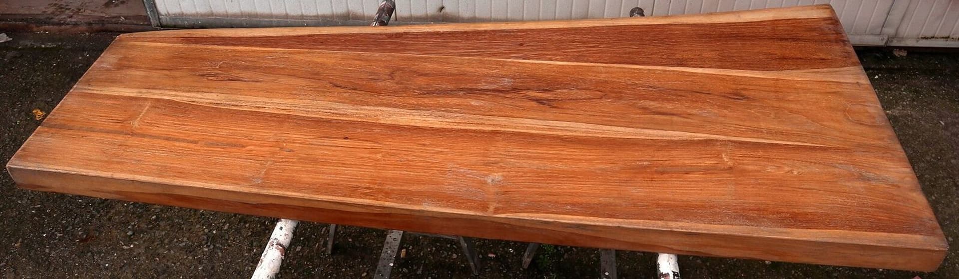 Piano in legno top massello in Teak per bagno cm 150x39/70x5,5h tavola n. 7 - 8