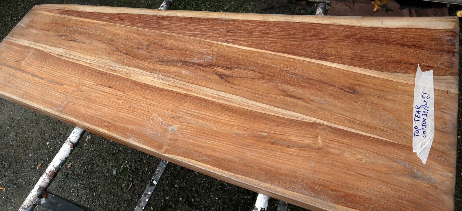 Piano in legno top massello in Teak per bagno cm 150x39/70x5,5h tavola n. 7 - 9