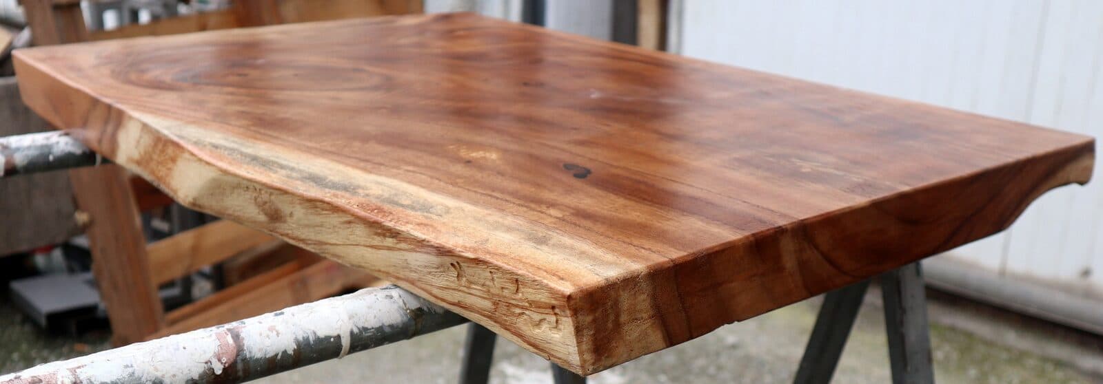 Piano in legno top massello suar o noce indiano per bagno cm 81x52/55x5h tavola n. 11 - 5
