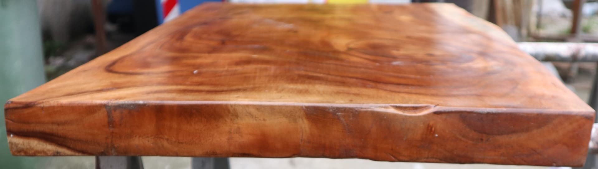 Piano in legno top massello suar o noce indiano per bagno cm 81x52/55x5h tavola n. 11 - 6