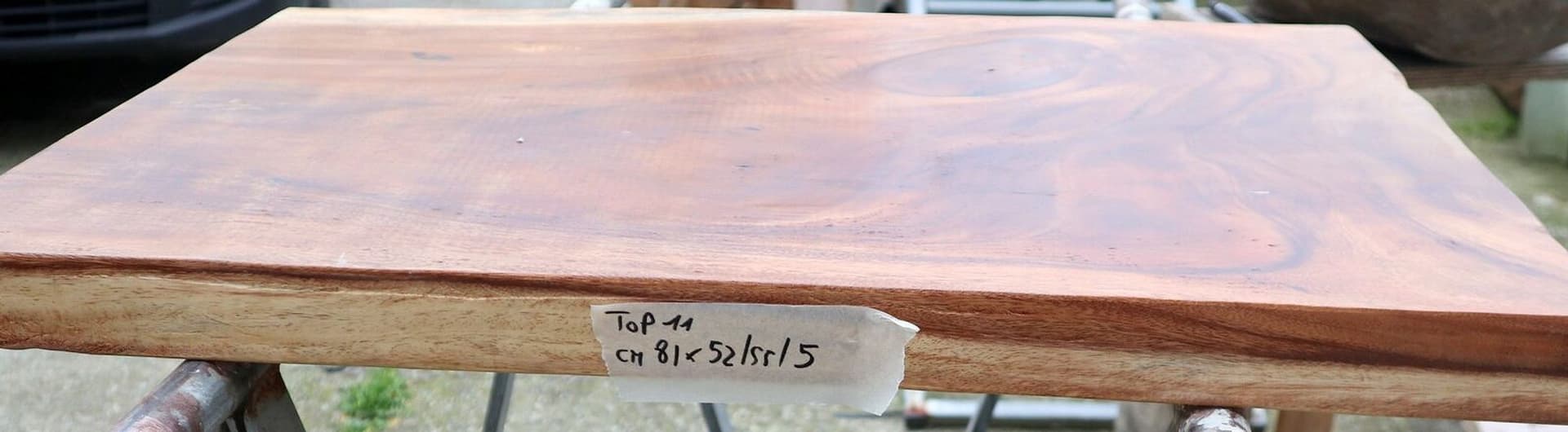Piano in legno top massello suar o noce indiano per bagno cm 81x52/55x5h tavola n. 11 - 7