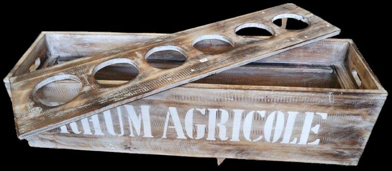 Scatola Porta Bottiglie in Legno di Albesia 80x22x22 cm – Stile Vintage “Rhum Agricole” - 2