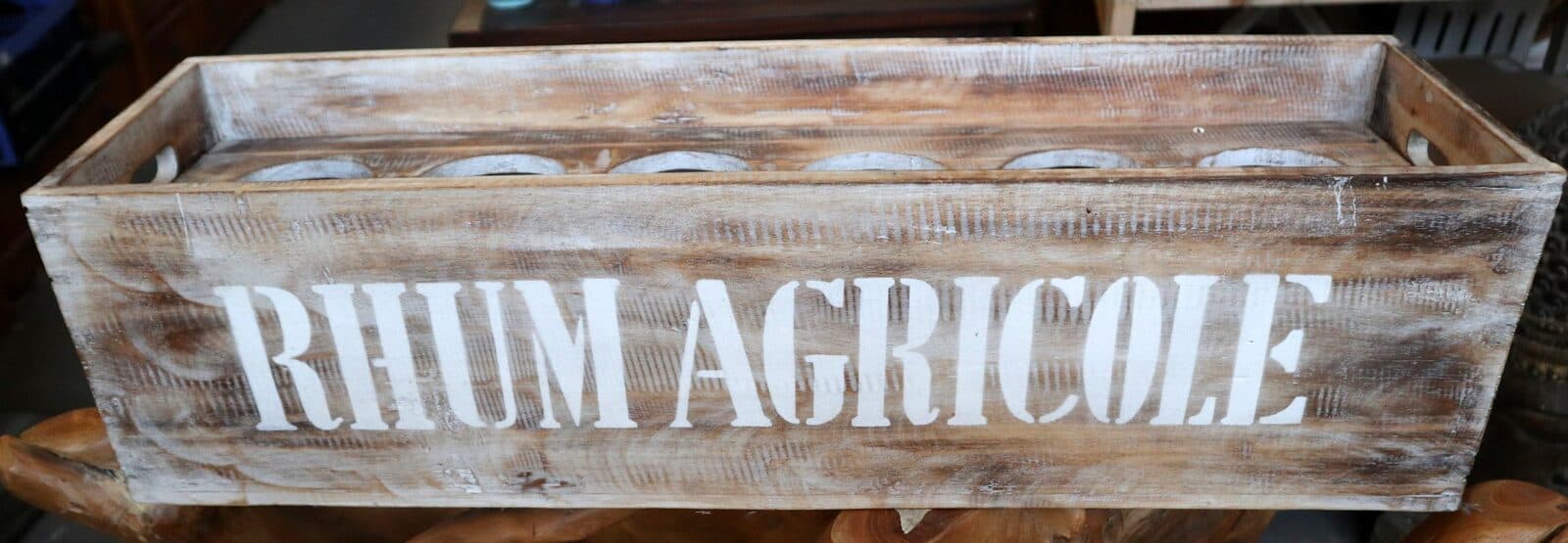 Scatola Porta Bottiglie in Legno di Albesia 80x22x22 cm – Stile Vintage “Rhum Agricole” - 4
