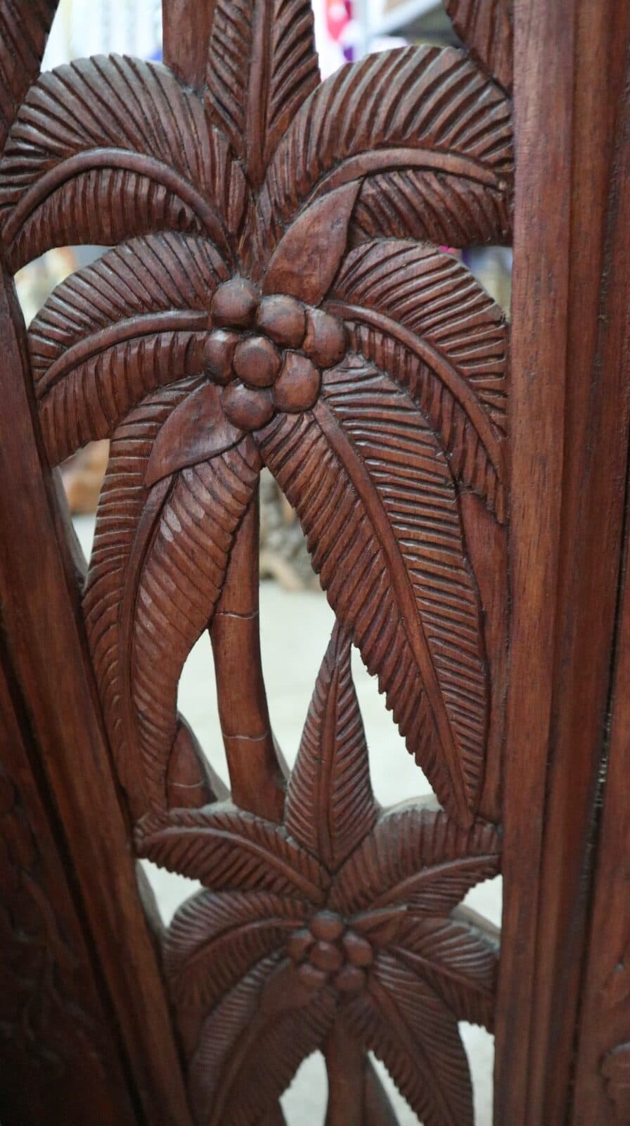 Paravento in Legno Teak Intagliato a Mano da 160x150h – Stile Etnico Balinese - 9
