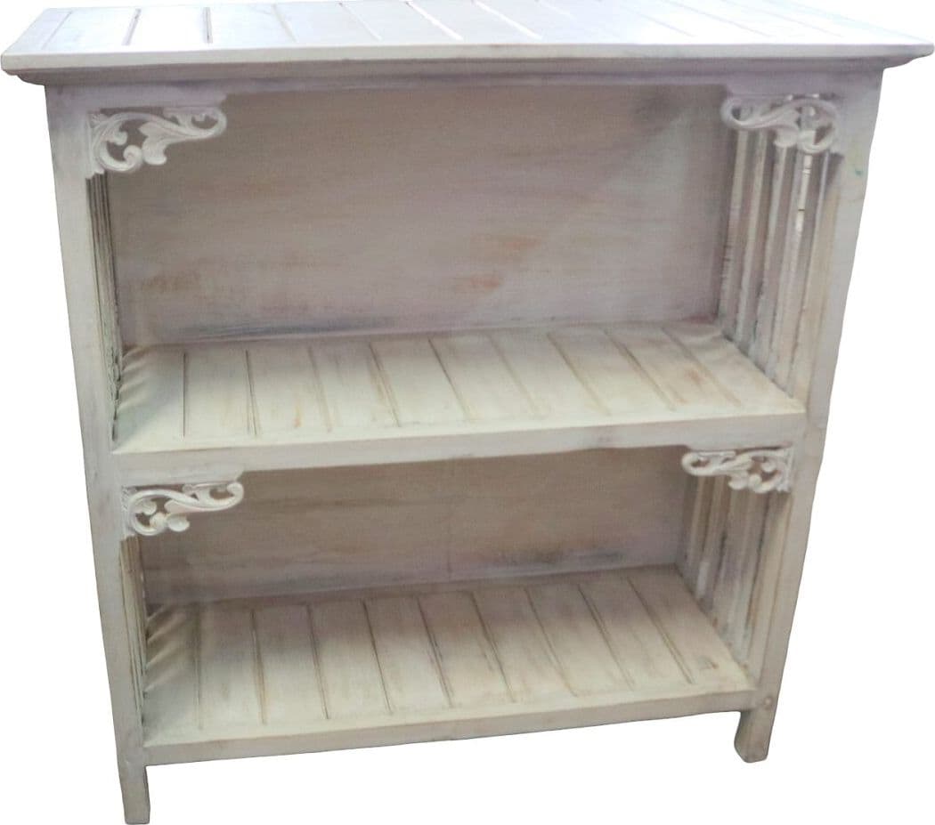 Consolle ingresso shabby chic in legno di Albesia decapato – cm 85x35,5x90h – Fatto a mano in Indonesia - 2