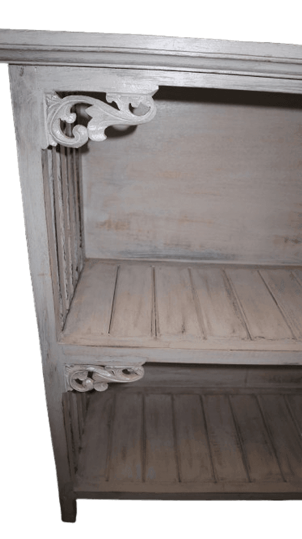 Consolle ingresso shabby chic in legno di Albesia decapato – cm 85x35,5x90h – Fatto a mano in Indonesia - 4