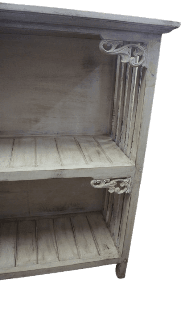 Consolle ingresso shabby chic in legno di Albesia decapato – cm 85x35,5x90h – Fatto a mano in Indonesia - 5