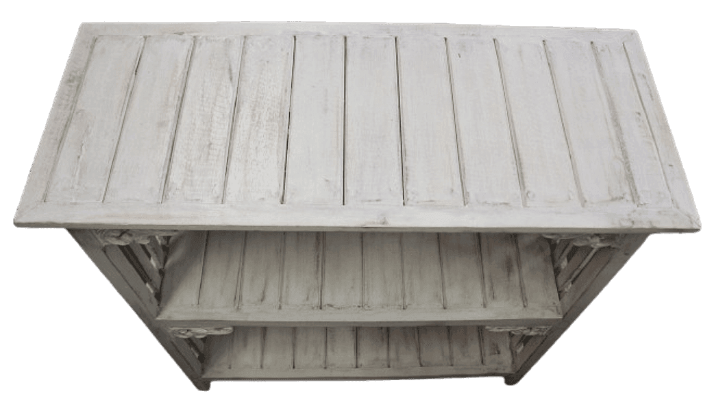 Consolle ingresso shabby chic in legno di Albesia decapato – cm 85x35,5x90h – Fatto a mano in Indonesia - 6