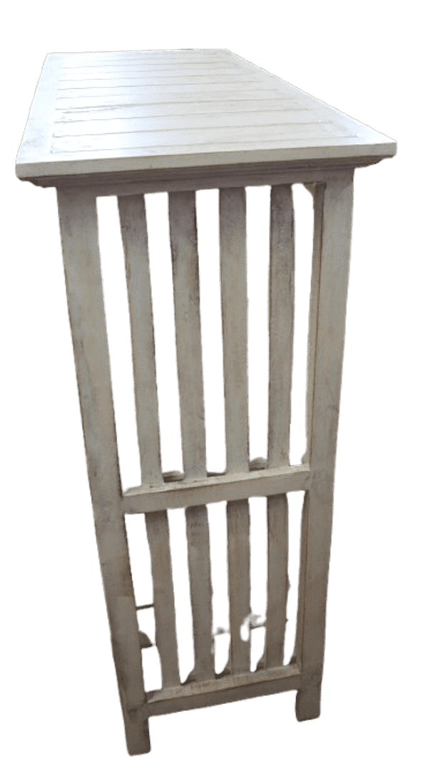 Consolle ingresso shabby chic in legno di Albesia decapato – cm 85x35,5x90h – Fatto a mano in Indonesia - 7