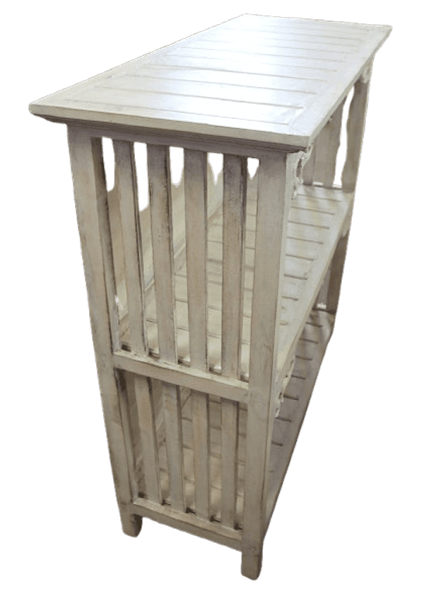 Consolle ingresso shabby chic in legno di Albesia decapato – cm 85x35,5x90h – Fatto a mano in Indonesia - 8