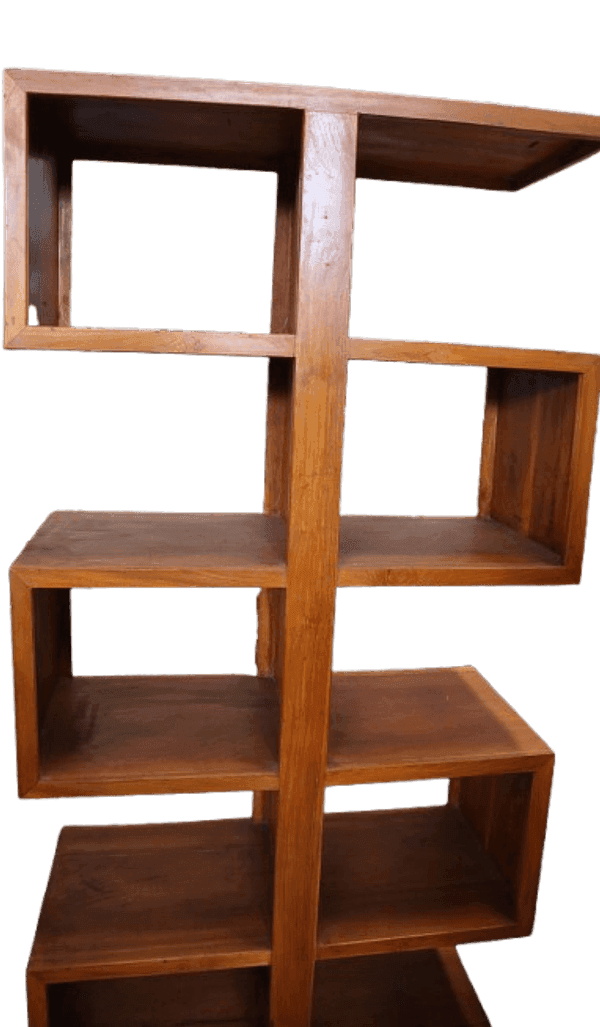 Libreria artigianale in legno massello di teak 80x35x180 cm – Stile moderno etnico - 3