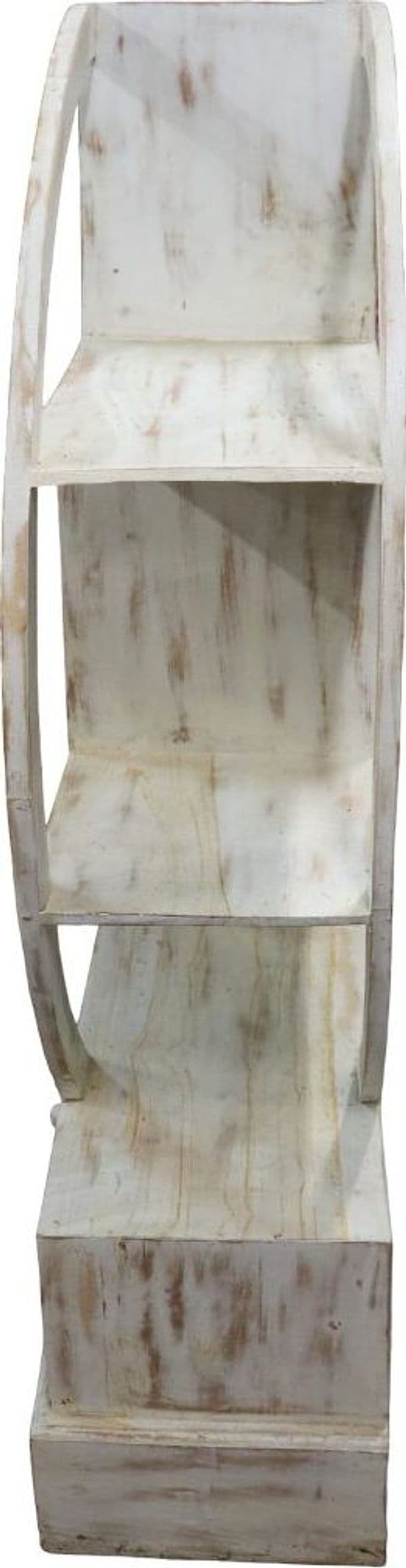 Libreria Tonda in Teak Decapato 103x37x110h – Mobile Artigianale in Legno Massello Stile Shabby Chic Moderno - 6