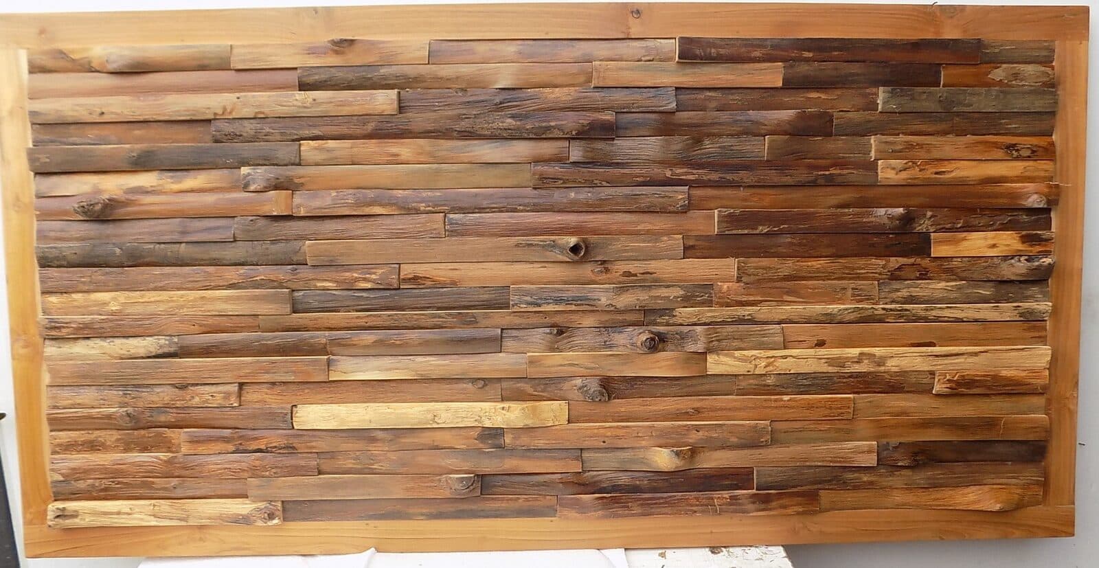 Testata letto in legno di teak a cubi cm 160x80x4 color decapat quadro industrial - 2