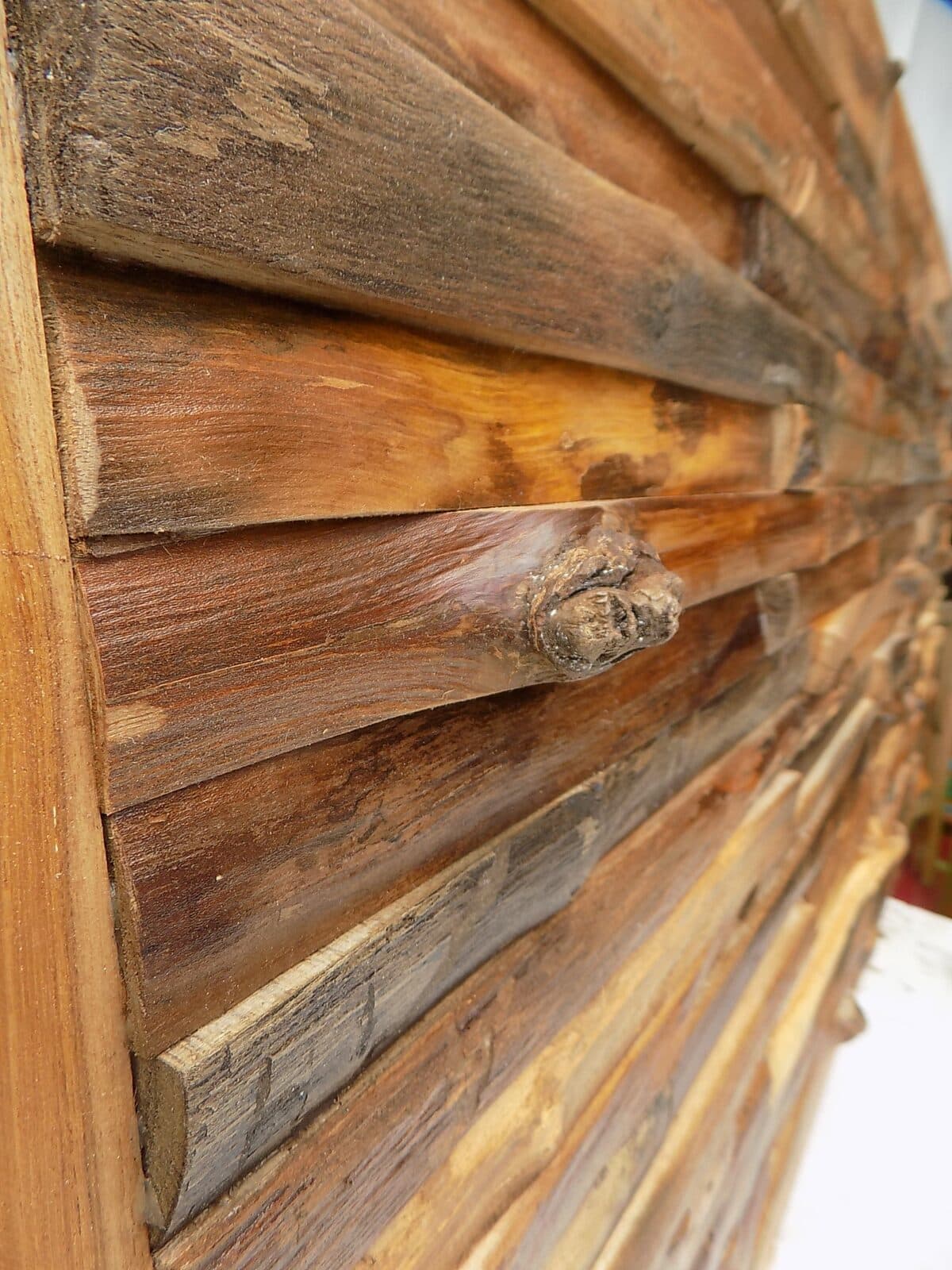 Testata letto in legno di teak a cubi cm 160x80x4 color decapat quadro industrial - 6