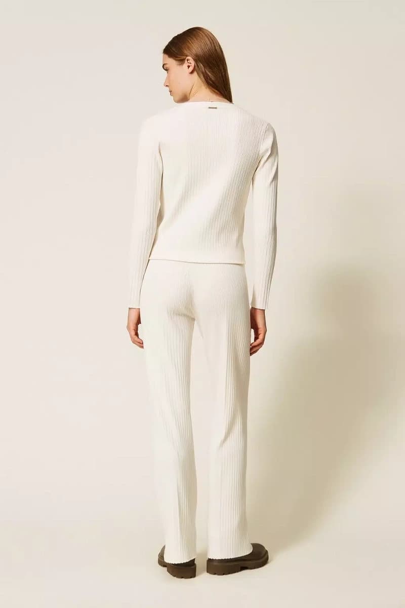 Pantaloni in maglia a costine | TWINSET - 2