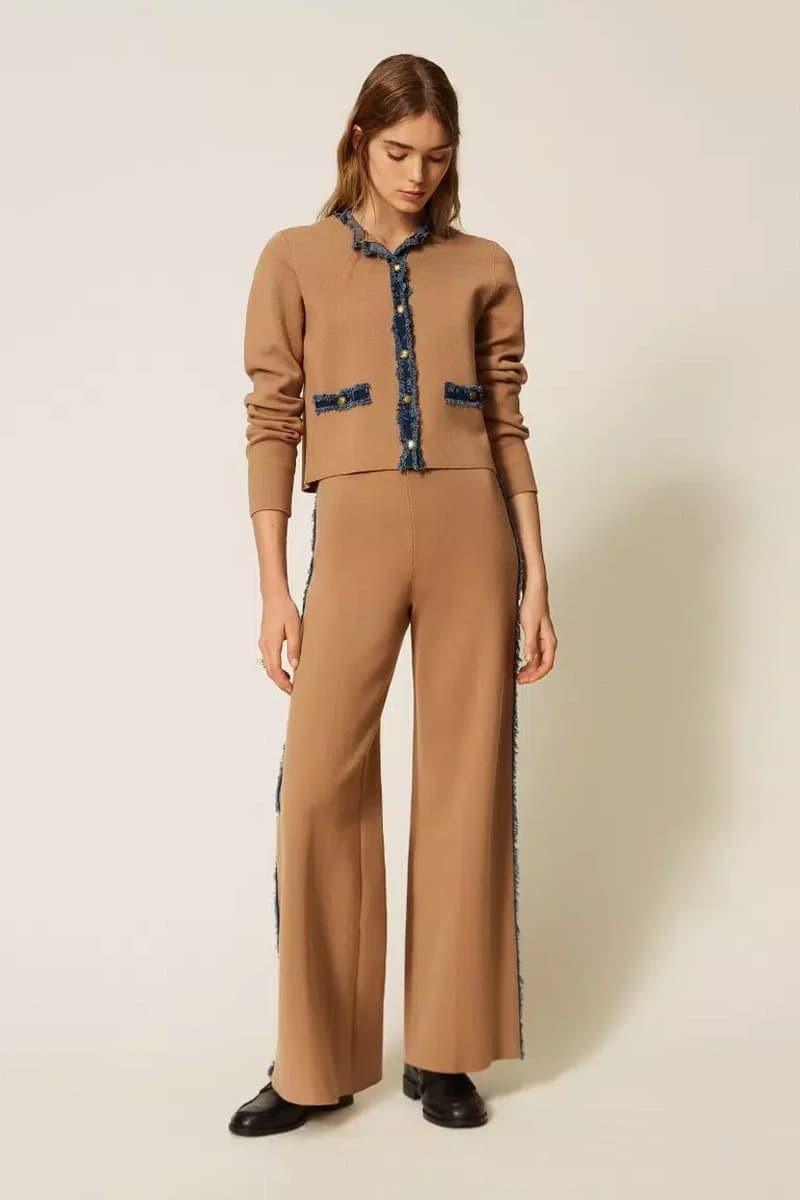 Pantaloni in maglia con dettagli denim | TWINSET