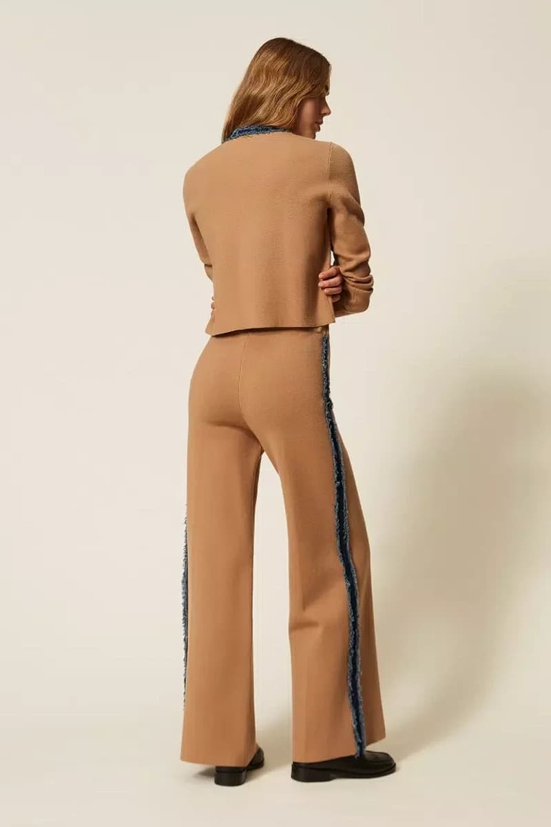 Pantaloni in maglia con dettagli denim | TWINSET - 2