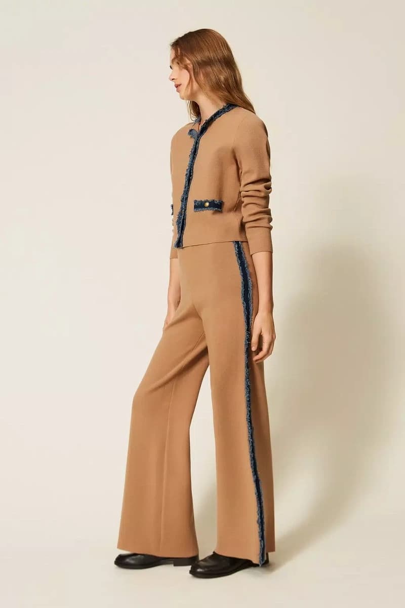 Pantaloni in maglia con dettagli denim | TWINSET - 4
